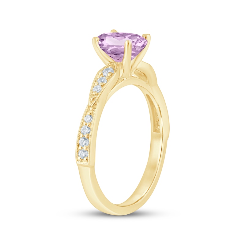 Main Image 2 of Now + Forever Oval-Cut Amethyst & Diamond Engagement Ring 1/5 ct tw 14K Yellow Gold