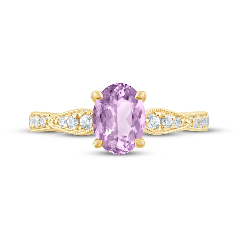 Main Image 3 of Now + Forever Oval-Cut Amethyst & Diamond Engagement Ring 1/5 ct tw 14K Yellow Gold