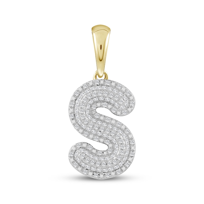 Main Image 1 of Diamond Puff Letter S Initial Charm 1/3 ct tw 10K Yellow Gold