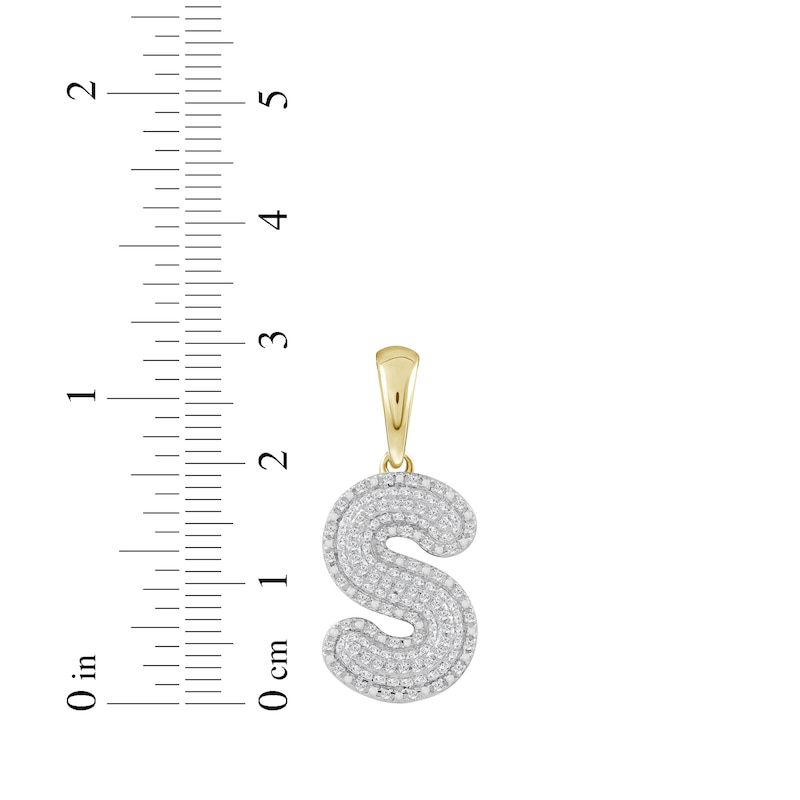 Main Image 3 of Diamond Puff Letter S Initial Charm 1/3 ct tw 10K Yellow Gold