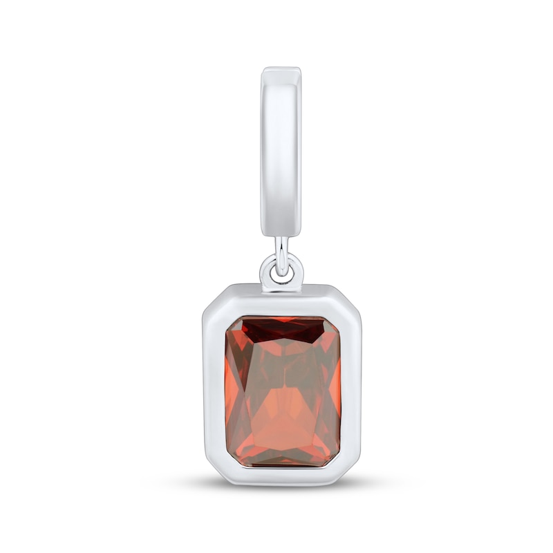 Main Image 1 of Charmed Memories Emerald-Cut Red Cubic Zirconia Charm Sterling Silver