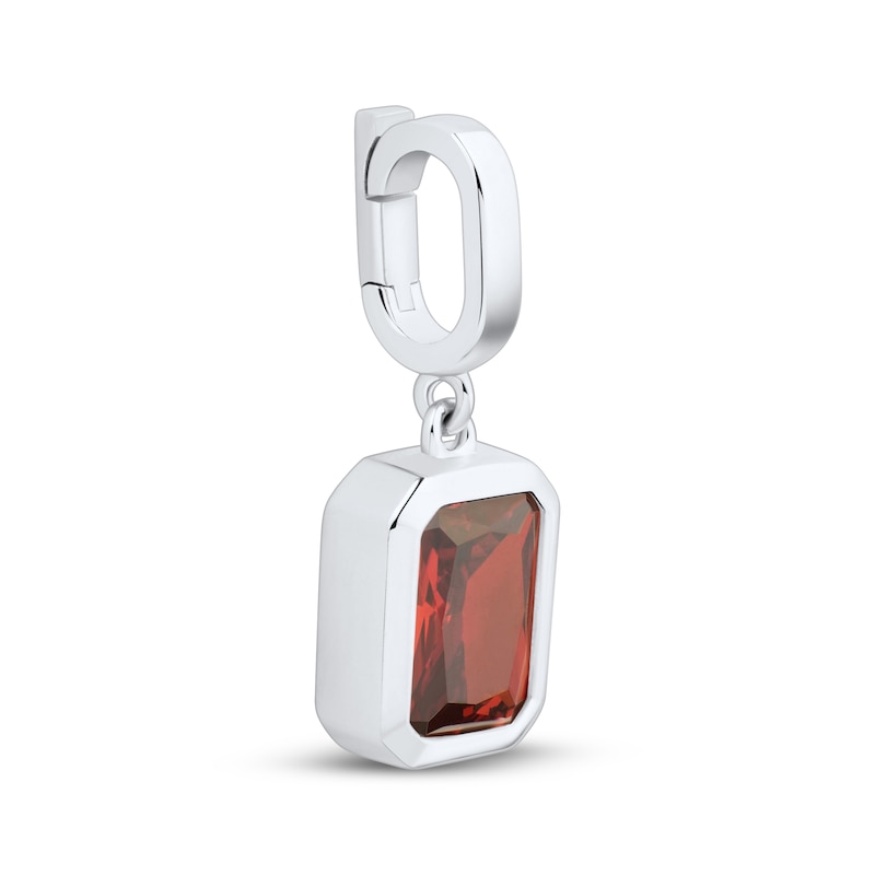 Main Image 2 of Charmed Memories Emerald-Cut Red Cubic Zirconia Charm Sterling Silver