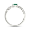 Thumbnail Image 3 of Oval-Cut Lab-Created Emerald & White Lab-Created Sapphire Leaf Ring Sterling Silver