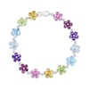 Thumbnail Image 1 of Pear-Shaped Natural & Lab-Created Gemstone Multicolor Flower Bracelet Sterling Silver 7.25&quot;