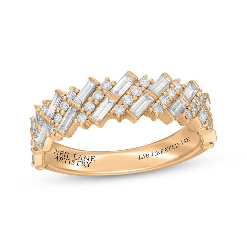Main Image 1 of Neil Lane Artistry Baguette & Round-Cut Lab-Grown Diamond Anniversary Ring 1 ct tw 14K Yellow Gold