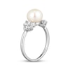 Thumbnail Image 2 of Cultured Pearl & White Lab-Created Sapphire Ring Sterling Silver