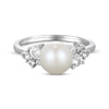 Thumbnail Image 3 of Cultured Pearl & White Lab-Created Sapphire Ring Sterling Silver