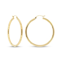 Tube Hoop Earring 10K Yellow Gold 31mm