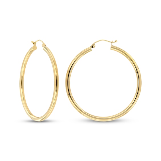 Tube Hoop Earring 10K Yellow Gold 31mm
