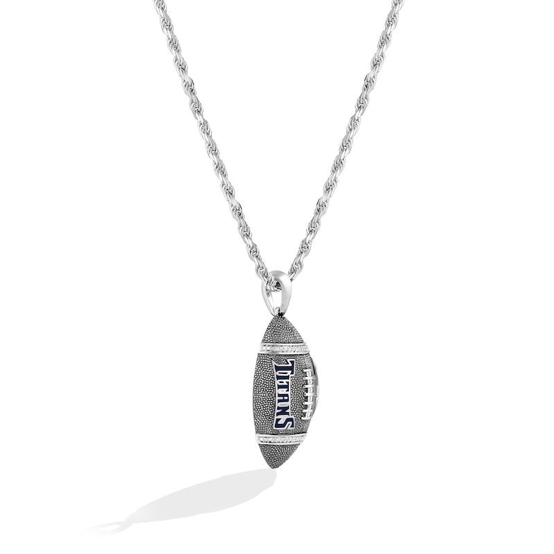 Main Image 2 of True Fans Tennessee Titans 1/20 CT. T.W. Diamond Vertical Football Necklace in Sterling Silver