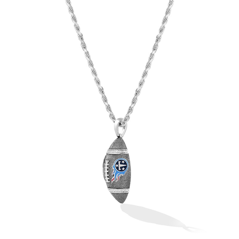 Main Image 3 of True Fans Tennessee Titans 1/20 CT. T.W. Diamond Vertical Football Necklace in Sterling Silver