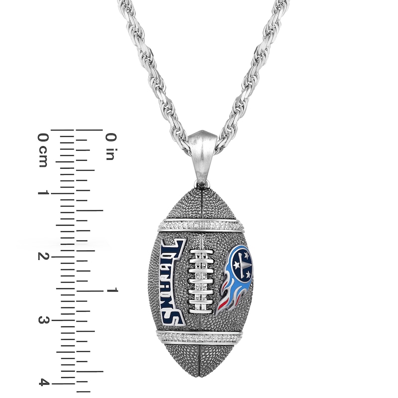 Main Image 4 of True Fans Tennessee Titans 1/20 CT. T.W. Diamond Vertical Football Necklace in Sterling Silver