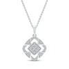 Thumbnail Image 1 of Multi-Diamond Cushion Center Open Halo Necklace 1/5 ct tw 10K White Gold 18&quot;
