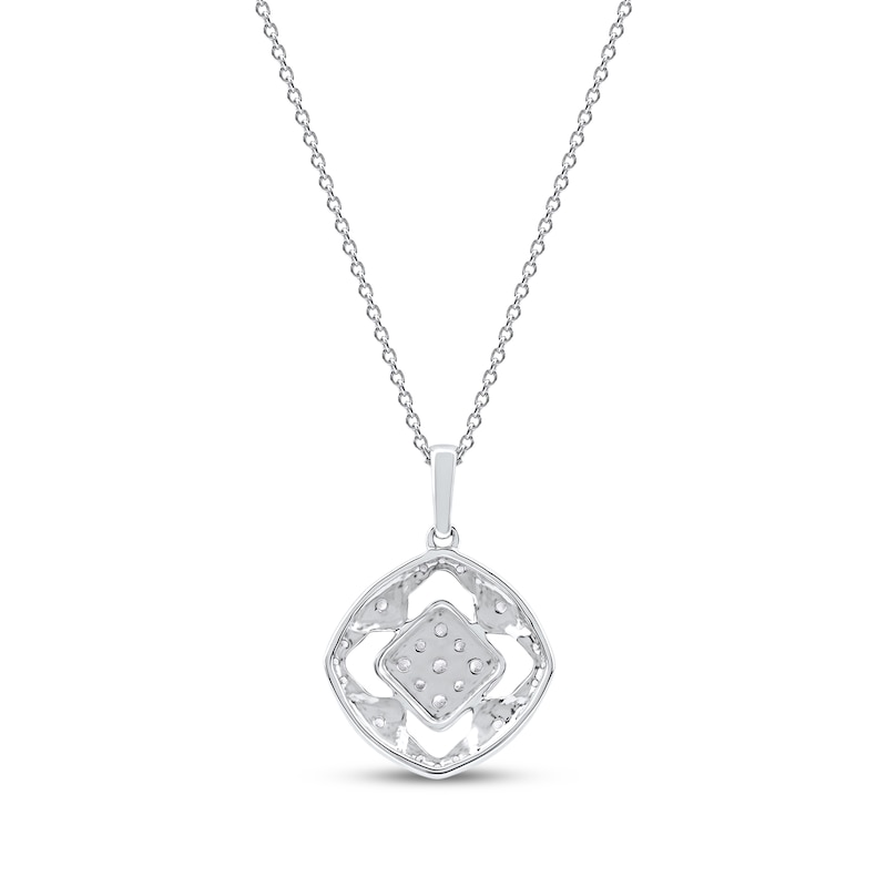Main Image 3 of Multi-Diamond Cushion Center Open Halo Necklace 1/5 ct tw 10K White Gold 18&quot;