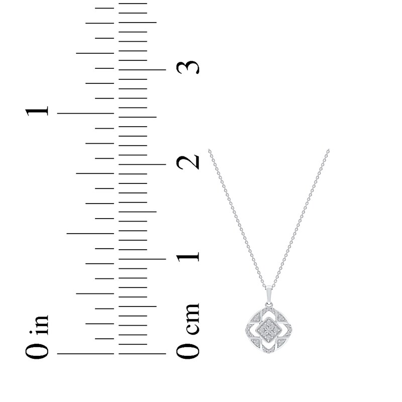 Main Image 5 of Multi-Diamond Cushion Center Open Halo Necklace 1/5 ct tw 10K White Gold 18&quot;