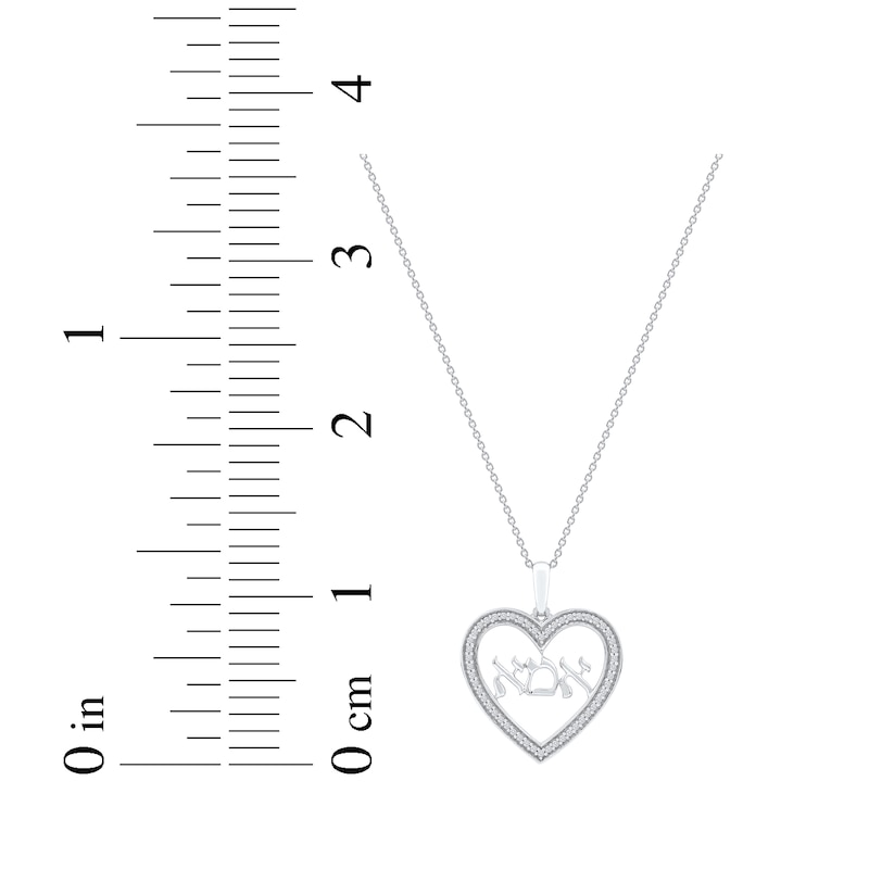Main Image 7 of Diamond Hebrew &quot;Mom&quot; Heart Necklace 1/6 ct tw 10K White Gold 18&quot;