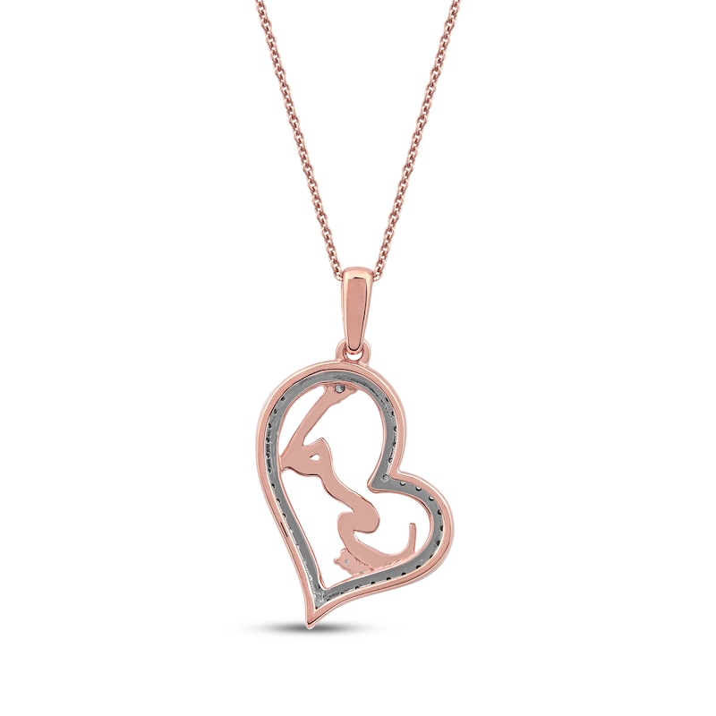 Main Image 3 of Diamond Arabic &quot;Mother&quot; Heart Necklace 1/4 ct tw 10K Rose Gold 18&quot;