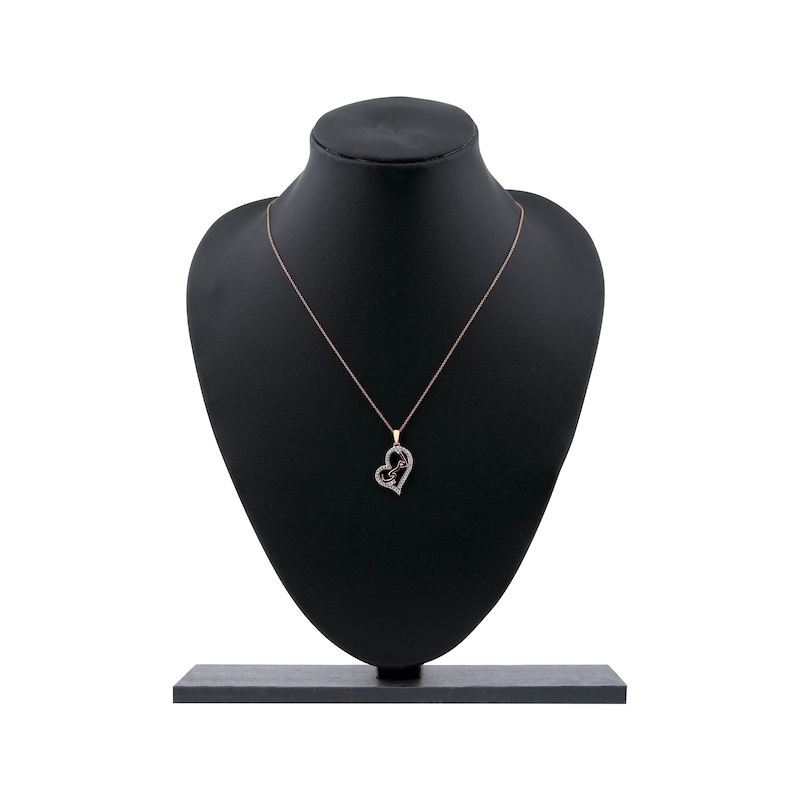 Main Image 5 of Diamond Arabic "Mother" Heart Necklace 1/4 ct tw 10K Rose Gold 18"