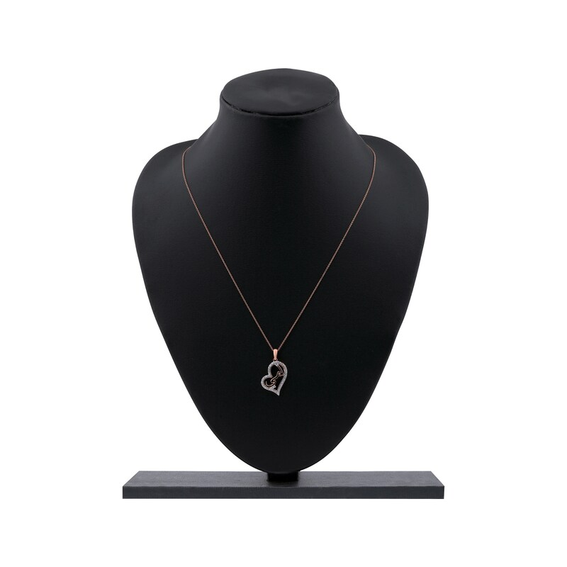 Main Image 6 of Diamond Arabic "Mother" Heart Necklace 1/4 ct tw 10K Rose Gold 18"