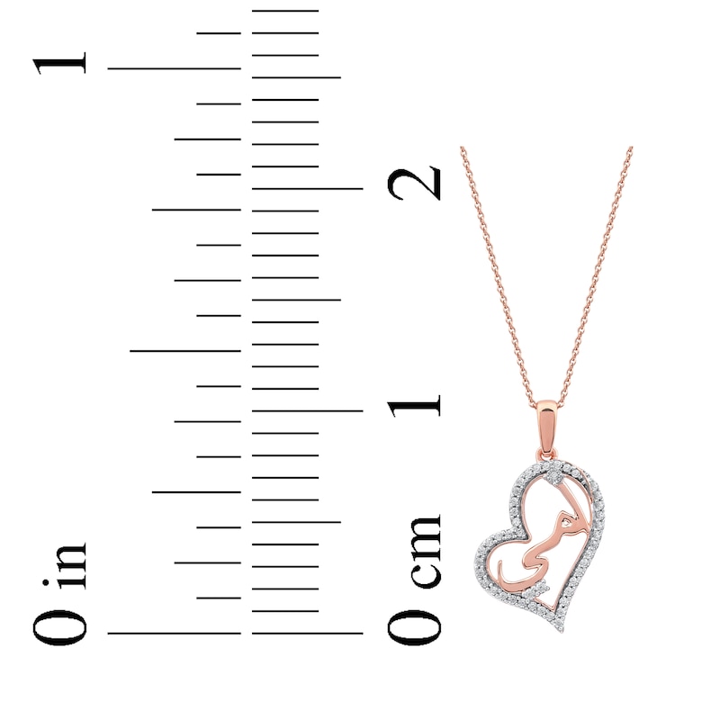 Main Image 5 of Diamond Arabic &quot;Mother&quot; Heart Necklace 1/4 ct tw 10K Rose Gold 18&quot;