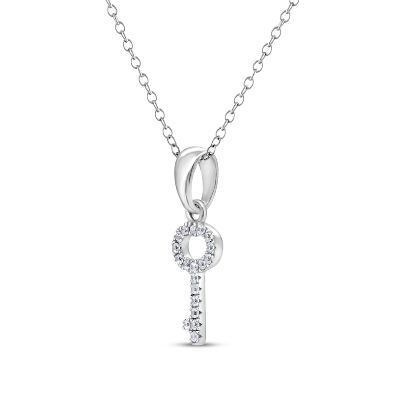 Main Image 2 of Diamond Mini Key Necklace 1/15 ct tw Sterling Silver 18"