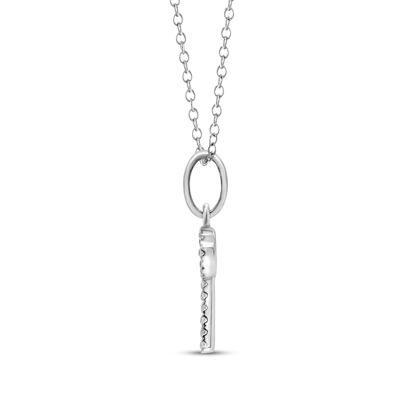 Main Image 3 of Diamond Mini Key Necklace 1/15 ct tw Sterling Silver 18"