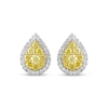 Thumbnail Image 2 of Yellow & White Lab-Grown Diamond Pear-Shaped Stud Earrings 1 ct tw 10K Yellow Gold