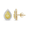 Thumbnail Image 3 of Yellow & White Lab-Grown Diamond Pear-Shaped Stud Earrings 1 ct tw 10K Yellow Gold