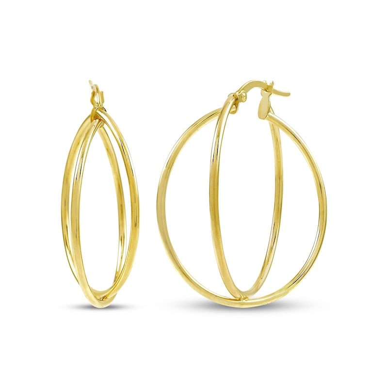 Main Image 1 of Crossover Hoop Earrings 10K Yellow Gold 30mm