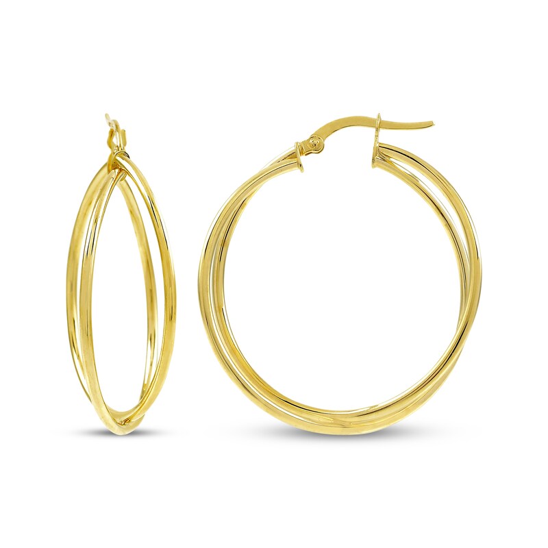 Main Image 3 of Crossover Hoop Earrings 10K Yellow Gold 30mm