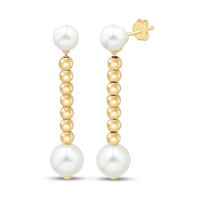 Main Image 1 of Cultured Pearl Drop Earrings 14K Yellow Gold