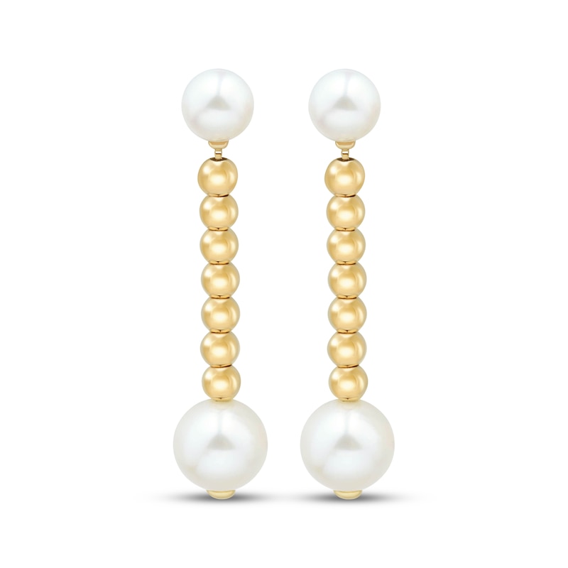 Main Image 2 of Cultured Pearl Drop Earrings 14K Yellow Gold