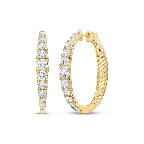 Lab-Grown Diamond Graduated Inside-Out Hoop Earrings 2 ct tw 10K Yellow Gold