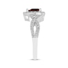 Thumbnail Image 2 of Pear-Shaped Garnet & White Lab-Created Sapphire Halo Ring Sterling Silver