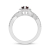 Thumbnail Image 3 of Pear-Shaped Garnet & White Lab-Created Sapphire Halo Ring Sterling Silver