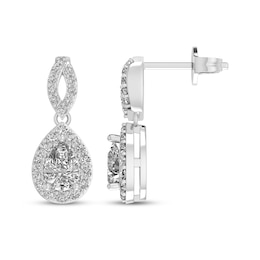 Pear-Shaped White Lab-Created Sapphire Dangle Earrings Sterling Silver