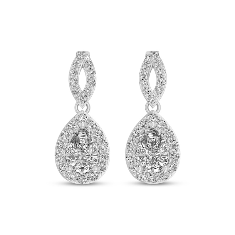Main Image 2 of Pear-Shaped White Lab-Created Sapphire Dangle Earrings Sterling Silver