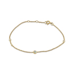 STUDIO BY KAY Lab-Created Opal & White Lab-Created Sapphire Bezel-Set Bracelet 24K Yellow Gold Vermeil Sterling Silver 7.5"
