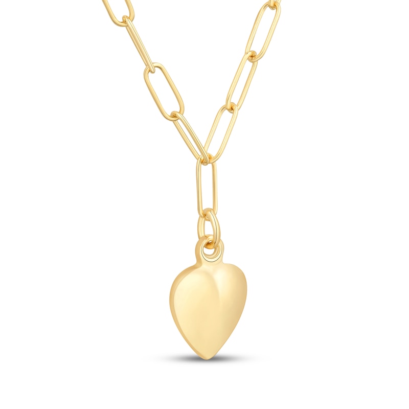 Main Image 2 of Puff Heart Y-Drop Necklace 24K Yellow Gold Vermeil Sterling Silver 18"