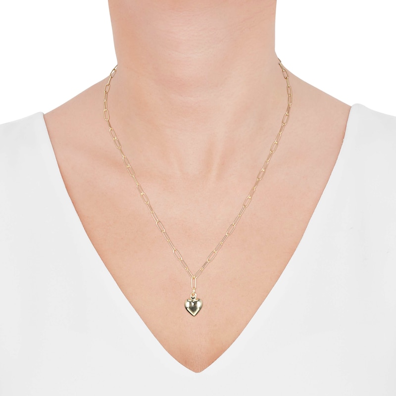 Main Image 4 of Puff Heart Y-Drop Necklace 24K Yellow Gold Vermeil Sterling Silver 18"