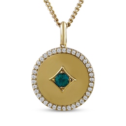 STUDIO BY KAY Lab-Created Emerald & White Lab-Created Sapphire Medallion Halo Necklace 24K Yellow Gold Vermeil Sterling Silver 18"