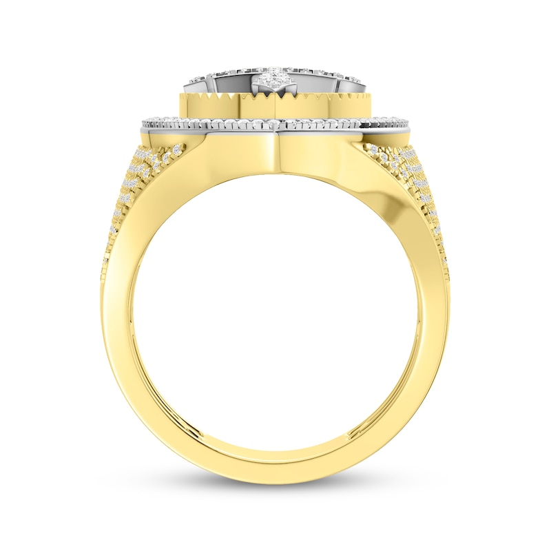 Main Image 3 of Men's Diamond Cross Shield Ring 1-1/4 ct tw 10K Yellow Gold