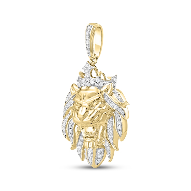 Main Image 2 of Lab-Grown Diamond Roaring Lion Charm 3/4 ct tw 24K Yellow Gold Vermeil Sterling Silver