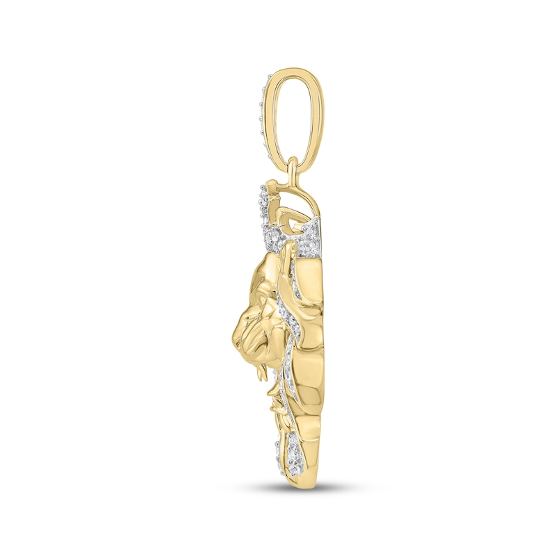 Main Image 3 of Lab-Grown Diamond Roaring Lion Charm 3/4 ct tw 24K Yellow Gold Vermeil Sterling Silver