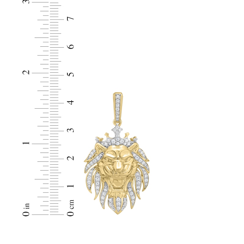 Main Image 4 of Lab-Grown Diamond Roaring Lion Charm 3/4 ct tw 24K Yellow Gold Vermeil Sterling Silver