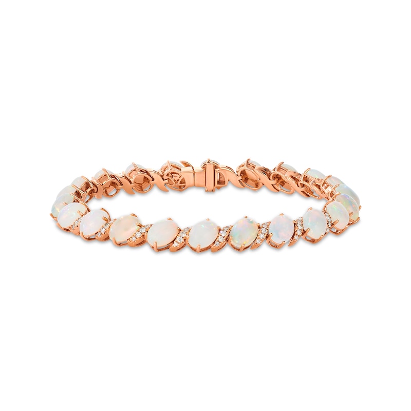 Main Image 1 of Le Vian Oval-Cut Opal Bracelet 5/8 ct tw Diamonds 14K Strawberry Gold 7"