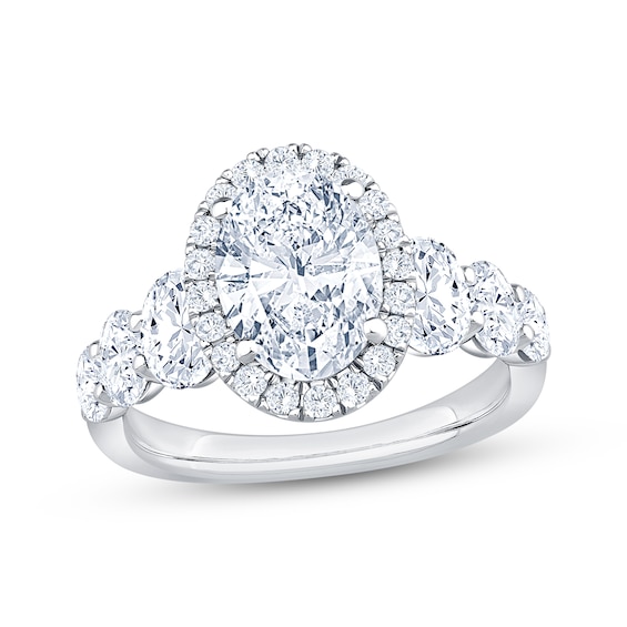 Now + Forever Lab-Grown Diamonds Oval-Cut Halo Engagement Ring 3-1/2 ct tw 14K White Gold