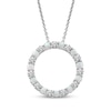 Thumbnail Image 1 of Lab-Created Opal & White Lab-Created Sapphire Circle Necklace Sterling Silver 18"