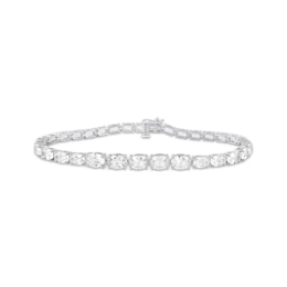 Oval-Cut White Lab-Created Sapphire Graduated Bracelet Sterling Silver 7.5"