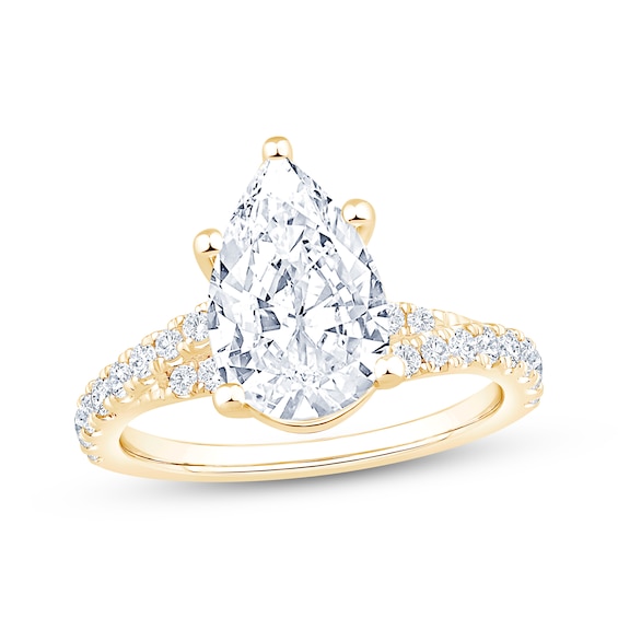 Now + Forever Lab-Grown Diamonds Pear-Shaped Engagement Ring 3-1/2 ct tw 14K Yellow Gold